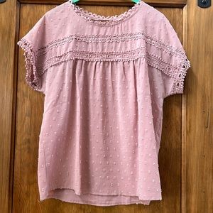 Rose colored blouse size small, runs big. Boutique brand